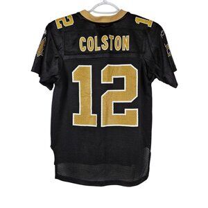 New Orleans Saints Football Jersey Womens M Colston #12 Reebok NFL Black Gold